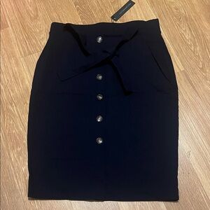 Meg &Margot Chic Navy Button-Down Pencil Skirt stretchy medium new